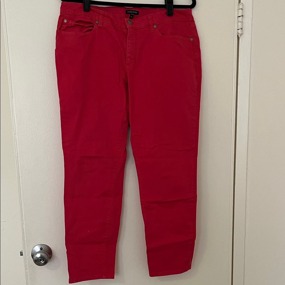 Eileen Fisher Bold Red Ankle Jeans